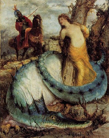 Arnold Bocklin Angelika von einem Drachen bewacht oder Angelica und Ruggiero